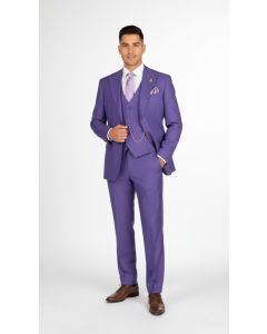 Purple Suit Mens 3 Piece Suit Peak Lapel