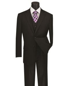 CCO Men's Outlet 3 Piece Wool Feel Executive Suit - Pinstripe