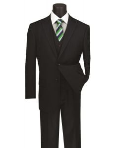 CCO Men's Outlet 3 Piece Wool Feel Executive Suit - Pinstripe