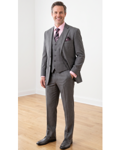 Grey Pinstripe Suit Mens 3 Piece