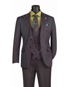 Black Glen Plaid Suit Mens Classic Suits Flat Front Pants