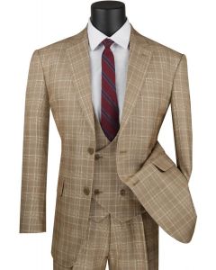 CCO Men's Outlet 3 Piece Executive Suit - Classic Glen Plaid