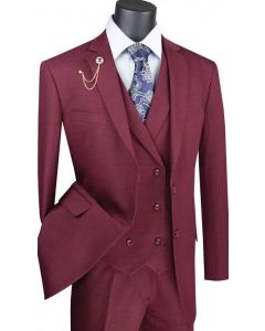 CCO Men's Outlet 3 Piece Wool Feel Classic Suit - Double Breasted Vest