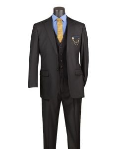 CCO Men's 3 Piece Classic Suit - Flat Front Pants with Adjustable Waistband