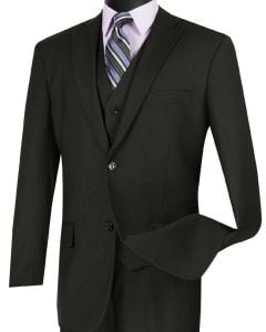 Vinci Men's 3 Piece Wool Feel Classic Suit - Big and Tall Sizes