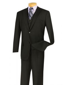 Vinci Men's 3 Piece Wool Feel Outlet Suit - Flat Front Pants