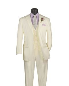 CCO Men's 3 Piece Wool Feel Outlet Suit - Flat Front Pants