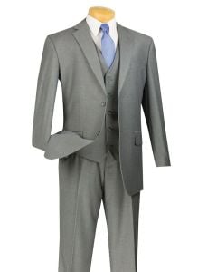 Vinci Men's 3 Piece Wool Feel Outlet Suit - Flat Front Pants