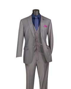 Medium Grey Mens Suit 3 Piece Suit Notch Lapel Extra Long Sizing