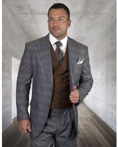 Statement Men's 100% Wool 3 Piece Suit - Fashion Two Tone