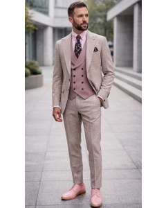 Blush Gingham Suit Suits for Men Tailored Suit