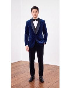Navy Blue Velvet Suit 3 Piece Suit