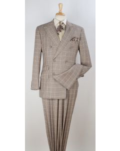 Apollo King Men's 3 Piece 100% Wool Suit - Fashion Windowpane