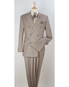 Apollo King Men's Outlet 3 Piece 100% Wool Suit - Fashion Windowpane