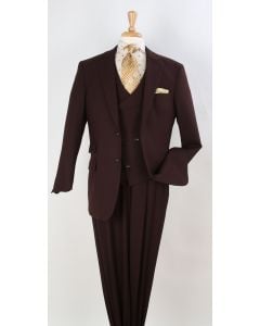 Apollo King Men's 3pc 100% Wool Fashion Suit - Unique Vest