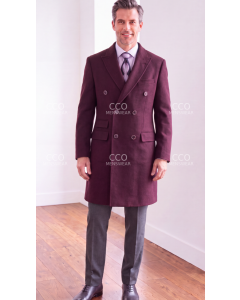 Burgundy Mens Double Breasted Dress Coat