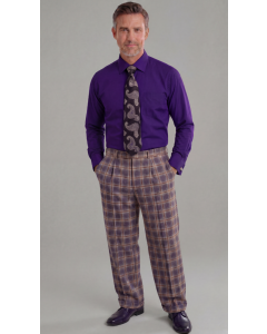 Statement Men's Outlet 100% Wool Pant - Wide Leg Plaid Slacks