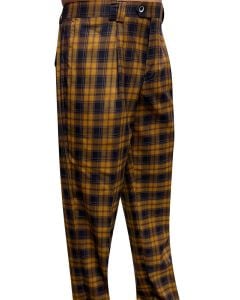 Statement Men's Outlet 100% Wool Pant - Wide Leg Plaid Slacks