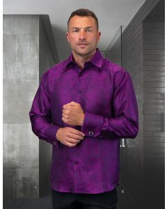 Statement Men's Long Sleeve Woven Shirt - Light Jacquard Pattern