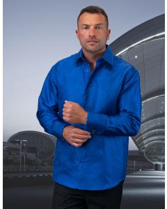 Statement Men's  Outlet Long Sleeve Woven Shirt - Light Jacquard Pattern