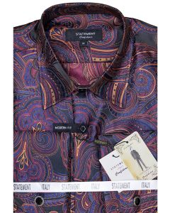 Statement Men's Outlet Long Sleeve Woven Shirt - Paisley Pattern