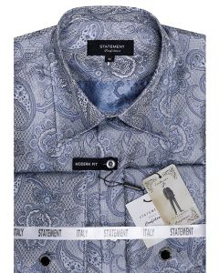 Statement Men's Long Sleeve Woven Shirt - Paisley Pattern