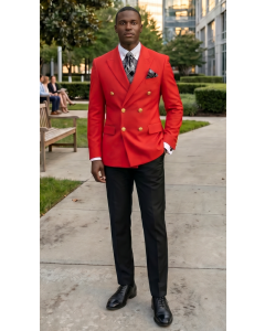 Red Double Breasted Blazer Sport Coat