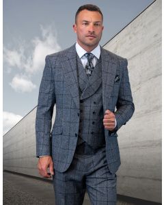 Statement Men's 100% Wool 3 Piece Suit - Layered Textures