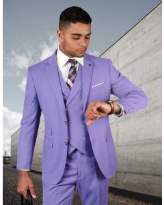 Statement Men's Outlet 100% Wool 3 Piece Suit - Bold Solid Colors