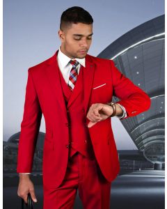 Statement Men's Outlet 100% Wool 3 Piece Suit - Bold Solid Colors