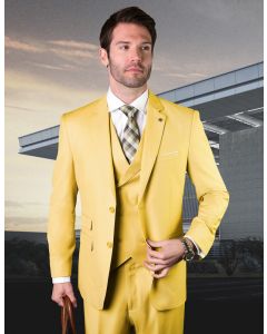 Statement Men's Outlet 100% Wool 3 Piece Suit - Bold Solid Colors