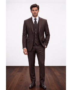 Statement Men's Outlet 100% Wool Pinstripe 3 Piece Suit - Notch Lapel