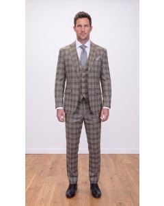Cocoa Plaid Suit Men's Suits Notch Lapel