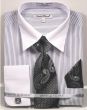 Daniel Ellissa Men's French Cuff Shirt Set - Diagonal Striped Designs