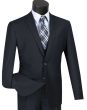 Vinci Men's 3 Piece Slim Fit Executive Style Suit - Flat Front Pants
