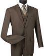 Vinci Men's 3 Piece Wool Feel Classic Suit - Extra Long Sizes