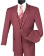 Vinci Men's 3 Piece Wool Feel Executive Suit - Flat Front Pants