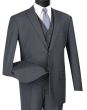 Vinci Men's 3 Piece Wool Feel Classic Suit - Extra Long Sizes