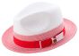 Montique Men's Fashion Straw Fedora Hat - White Accent