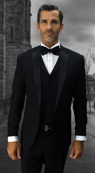 Statement Men's Outlet Wool Blend 3 Piece Fashion Tuxedo - Pic Stitching