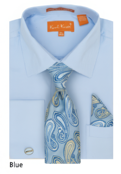 Karl Knox Men's French Cuff Shirt Set - Vibrant Jacquard