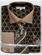 Black/Brown Men's Shirts Spread Collar Dress Shirt