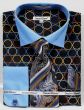 Black/Blue Men's Shirts Spread Collar Dress Shirt