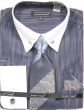 Avanti Uomo Men's French Cuff Dress Shirt Set -Thin Rapid Stripes