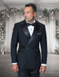 Statement Men's Outlet 2 Piece 100% Wool Modern Fit Double Breasted Tuxedo - Rhinestone Belt
