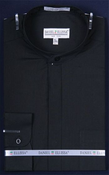 Daniel Ellissa Men's Outlet Banded Collar Dress Shirt - Solid Color