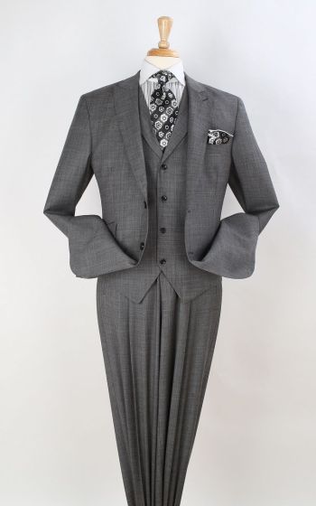 Apollo King Men's Outlet 3pc 100% Wool Suit - Fashion Peak Lapel