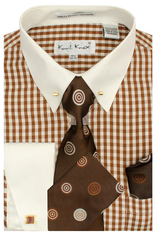 Karl Knox Men's French Cuff Shirt Set - Bullseye Polka Dot