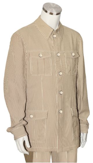 Canto Men's Outlet 2 Piece Long Sleeve Walking Suit - Urban Stripe