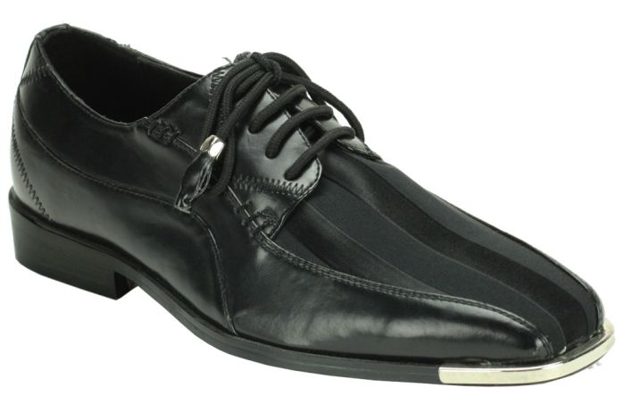 CCO Men's Striped Satin Dress Shoes - Stylish Silver Tip
